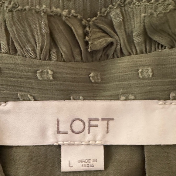 LOFT Olive Ruffle Detail Blouse - Picture 2 of 5